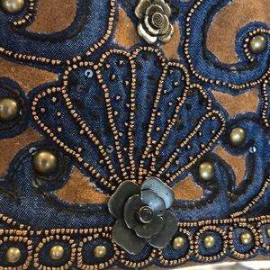 Mary Frances Jean & Suede bag